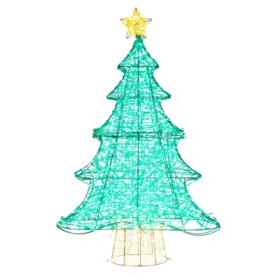 Costway 4 Feet Lighted Artificial Christmas Tree With 520 Led Lights And Top Star In Green