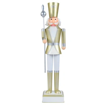 Costway 4 Ft Christmas Nutcracker With High Hat & Beautiful Scepter-white & Golden In Multi