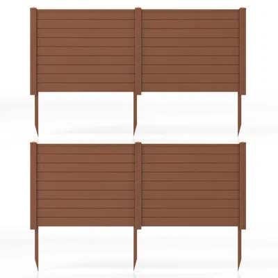 Costway 4 Pack 48" X 37.5" Air Conditioner Fence Screen Panel Kit With 3 Ground Stakes Brown