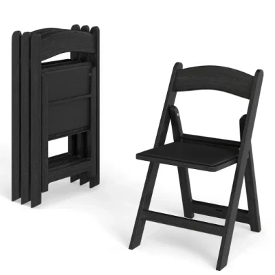 Costway 4 Pack Resin Folding Chairs With Padded Seat-black