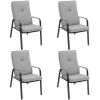 Costway 4 Patio Dining Stackable Chairs Set With High-back Cushions In Gray