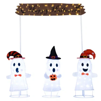 Costway 4 Pieces Halloween Decoration Pop Up Ghosts With Gate And Led Lights In Multi