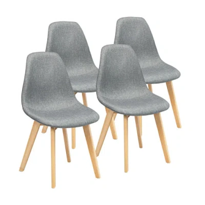 Costway 4 Pieces Modern Dining Chair Set With Wood Legs And Fabric Cushion Seat In Animal Print