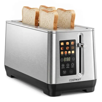 Costway 4 Slice Toaster With 6 Browning Levels And 4 Bread Types-silver