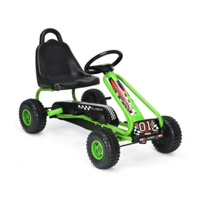 Costway 4 Wheel Pedal Powered Ride On With Adjustable Seat-green In Multi