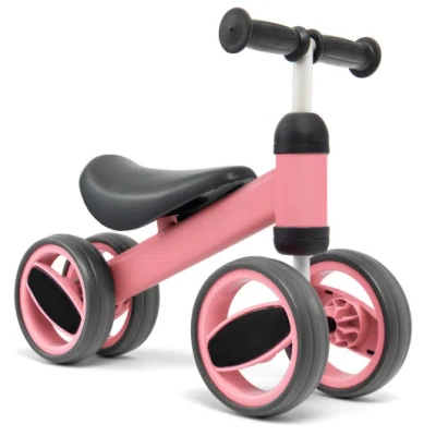 Costway 4 Wheels Baby Balance Bike Toy-pink In Multi