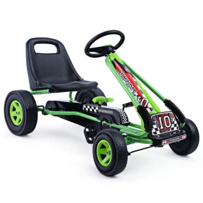 Costway 4 Wheels Kids Ride On Pedal Powered Bike Go Kart Racer Car Outdoor Play Toy-green In Multi