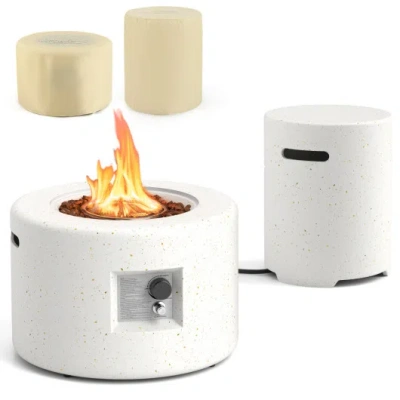 Costway 40, 000 Btu Fire Pit Table Set With Hideaway Tank Holder In Multi