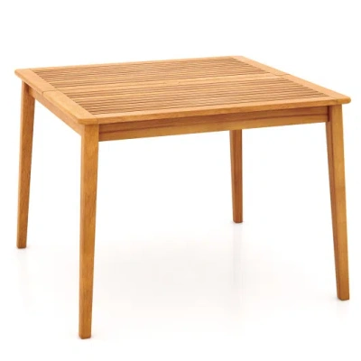 Costway 40 Inch Acacia Wood Dining Square Bistro Table With 1.96 Inch Umbrella Hole In Multi