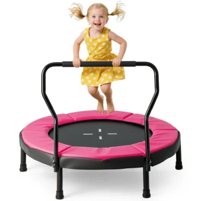 Costway 40 Inch Trampoline For Kids Indoor Outdoor Fitness Trampoline-pink In Multi