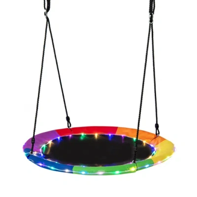 Costway 40 Inches Saucer Tree Swing Round With Lights For Kids And Adults-multicolor