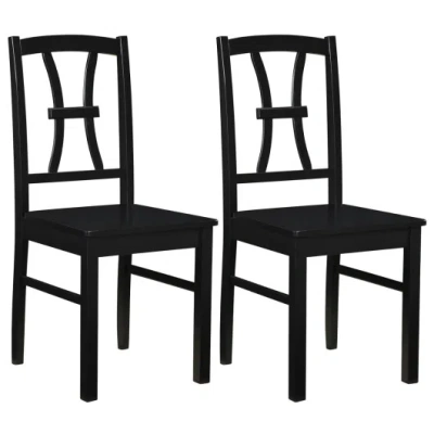 Costway 400 Lbs Capacity Dining Chair Set Of 2 With Cross Backrest And Rubber Wood Frame-black