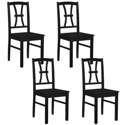 Costway 400 Lbs Capacity Dining Chair Set Of 4 With Cross Backrest And Rubber Wood Frame-black