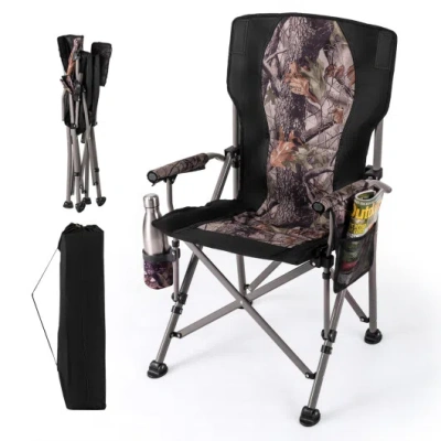 Costway 400 Lbs Support Folding Camping Chair With Covers-black