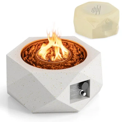 Costway 40000 Btu 28 Inch Hexagon Terrazzo Propane Fire Pit Table With Stainless Steel Burner In Multi