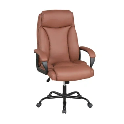 Costway 400lbs Big And Tall Chair High Back Executive Chair Ergonomic Leather Computer Chair-brown In Multi
