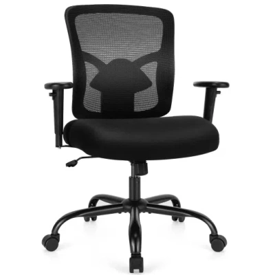 Costway 400lbs Mesh Big And Tall Office Chair Swivel Task Chair In Black