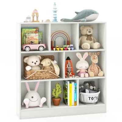 Costway 41 Inches 8-cube Freestanding Bookcase For Kids-white In Gray