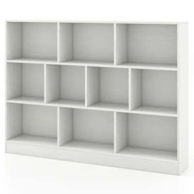 Costway 41 Inches Wooden Toy Storage Organizer With 10 Cubes For Classroom Daycare Nursery Kindergarten-whit In Gray