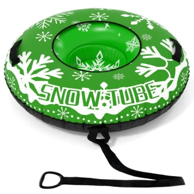 Costway 42" Heavy-duty Inflatable Snow Tube With Detachable Tow Strap-green