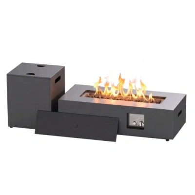 Costway 42 Inch 50, 000 Btu Outdoor Rectangular Fire Table With Tank Holder In Gray