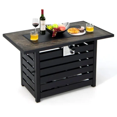 Costway 42 Inch 50000 Btu Propane Fire Pit Table With Ore Powder Surface In Black