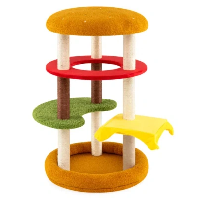 Costway 42 Inch Tall Modern Cat Tree Multi-level With Padded Perch And Cat Bed-yellow