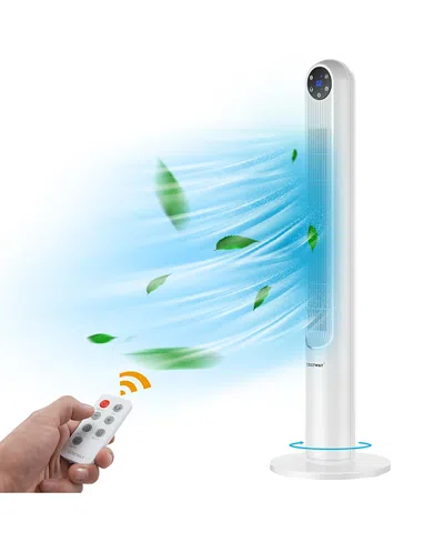 Costway 42'' Smart Display Panel 12h Timer Tower Fan With Remote In White
