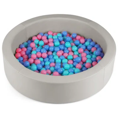 Costway 42.5 Inch Round Foam Ball Pits With 25d Sponge Filling And Washable Pu Cover For Toddlers-gray