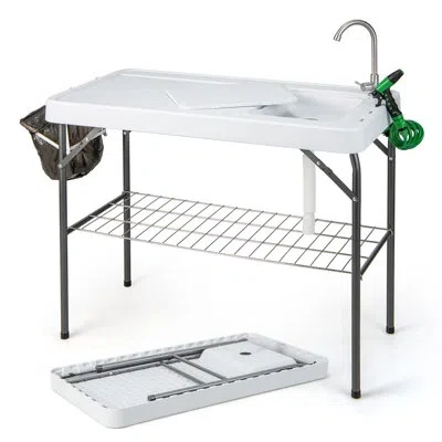 Costway 42.5'' Rectangular Folding Table In White