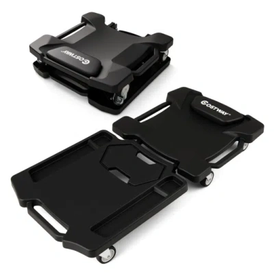 Costway 43 Inches Foldable Mechanic Creeper With Padded Headrest And Tool Trays-black