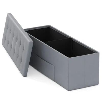 Costway 43 Inches Folding Storage Ottoman Bench Foot Rest Stool End Of Bed Bench-gray