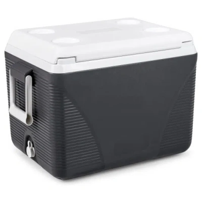 Costway 43.3 Quart Portable Hard Coolerwith Handles And 4 Cup Holders-black