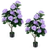 Costway 43.5" Artificial Hydrangea Tree 2 Pack-purple In Multi