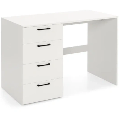 Costway 43.5 Inch Computer Desk With 4 Large Drawers-white