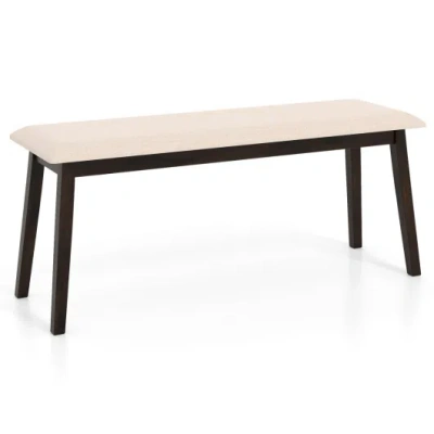 Costway 43.5 Inch Upholstered Entryway Bench With Rubber Wood Frame-beige In Black
