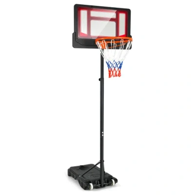 Costway 4.3-8.2 Ft Portable Basketball Hoop With Adjustable Height And Wheels-red In Black