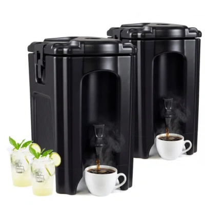 Costway 4.4 Gallons Insulated Beverage Dispenser With Ergonomic Handles Set Of 2-black
