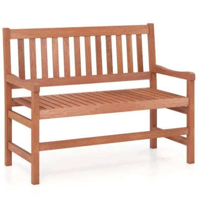 Costway 44 Inch 2-seat Outdoor Loveseat Bench In Brown