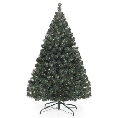 Costway 4.5 Feet Pvc Pre-lit Artificial Hinged Christmas Tree In Green