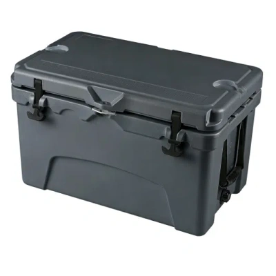 Costway 45 Quart Portable Hard Cooler Insulated Ice Chest Keeps Cool For Up To 6 Days-gray In Black