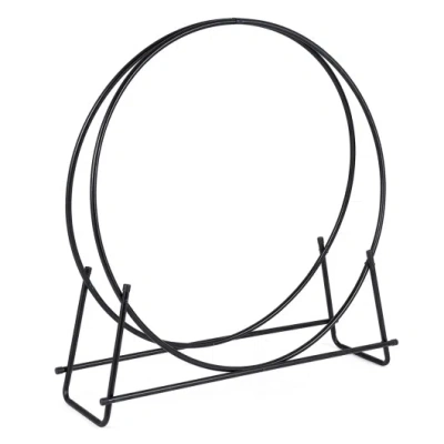 Costway 45" Round Firewood Rack With Heavy-duty Metal Frame In Black