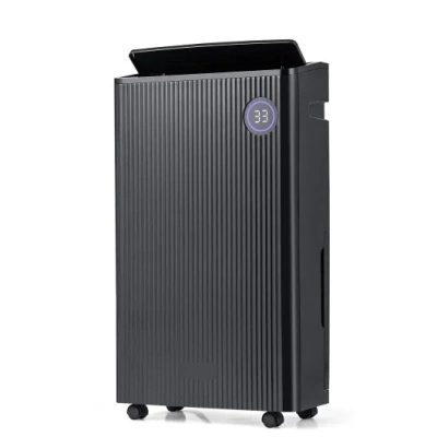Costway 4500 Sq. Ft 57 Pint Quiet Dehumidifier For Basement With 4 Modes-black In Gray