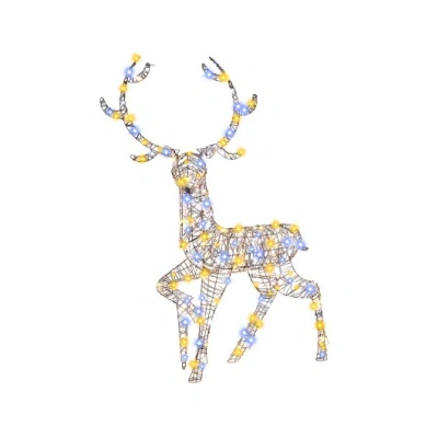 Costway 4.6 Feet Pre-lit Christmas Reindeer With 170 Cold And Warm Led Lights In Multi