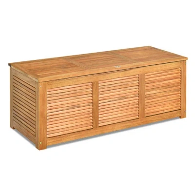 Costway 46 Gallon Acacia Wood Storage Bench Box For Patio Garden Deck In Brown