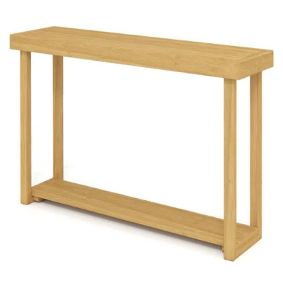 Costway 46 Inch Solid Wood Console Table 2-tier Narrow Farmhouse Sofa Table In Animal Print