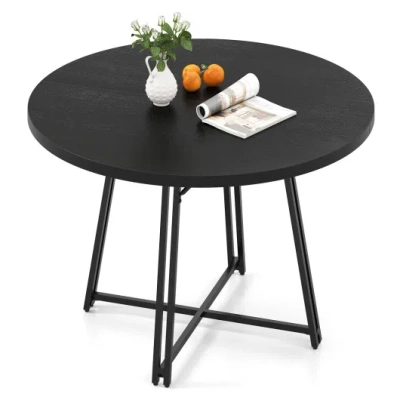 Costway 47 Inch Dining Table For 4-6 People Round Kitchen Table With Cross Base-black