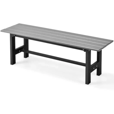 Costway 47 Inch Outdoor Chair With Slatted Seat Plastic Coated Iron Frame-gray