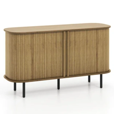 Costway 47 Inch Sideboard Buffet Cabinet With Adjustable Shelves For Kitchen Dining Room Living Room Entrywa In Brown