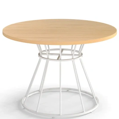 Costway 47 Inches Round Dining Table For 4 Farmhouse Kitchen Table With Wooden Tabletop-natural In Brown
